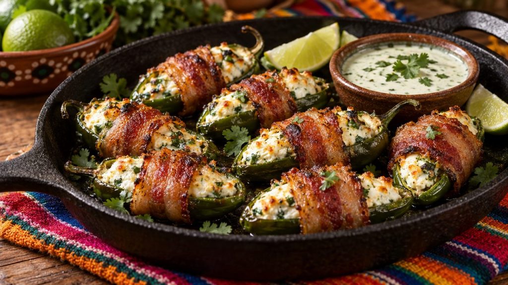 Keto Jalapeño Poppers with Queso Fresco, plated and ready to serve