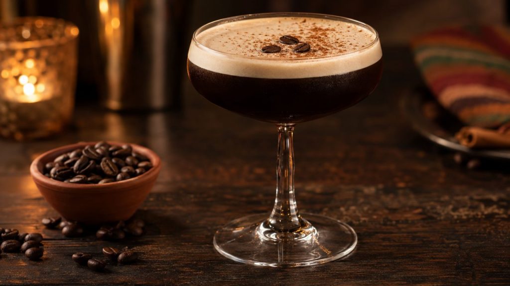 Keto Mexican Coffee Martini, plated and ready to serve