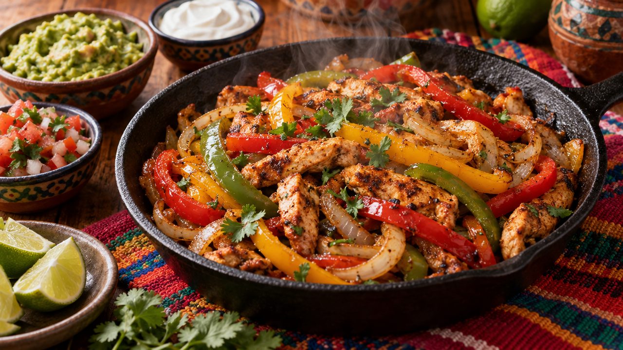 Quick Chicken Fajita Skillet, plated and ready to serve