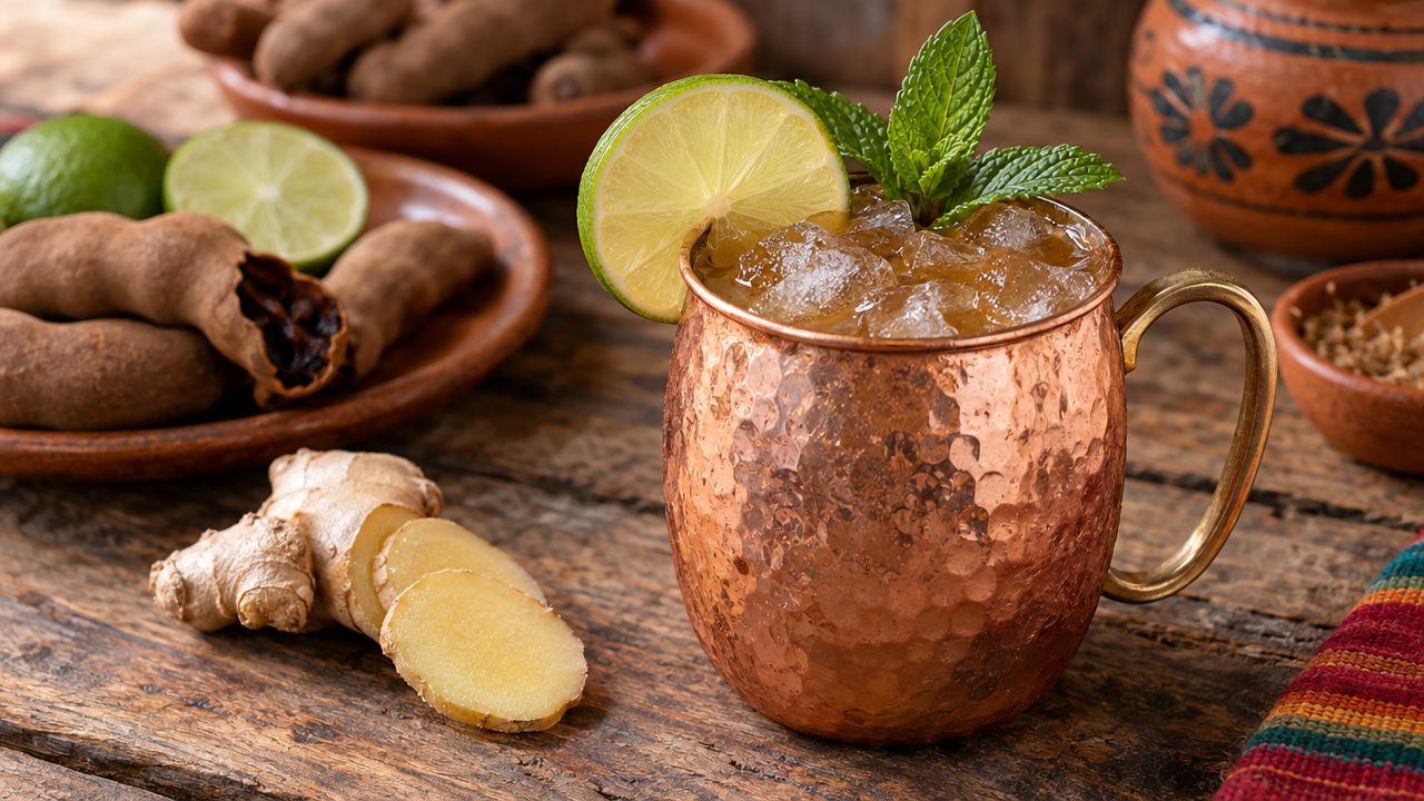 Tamarind-Ginger Mock Mule, plated and ready to serve