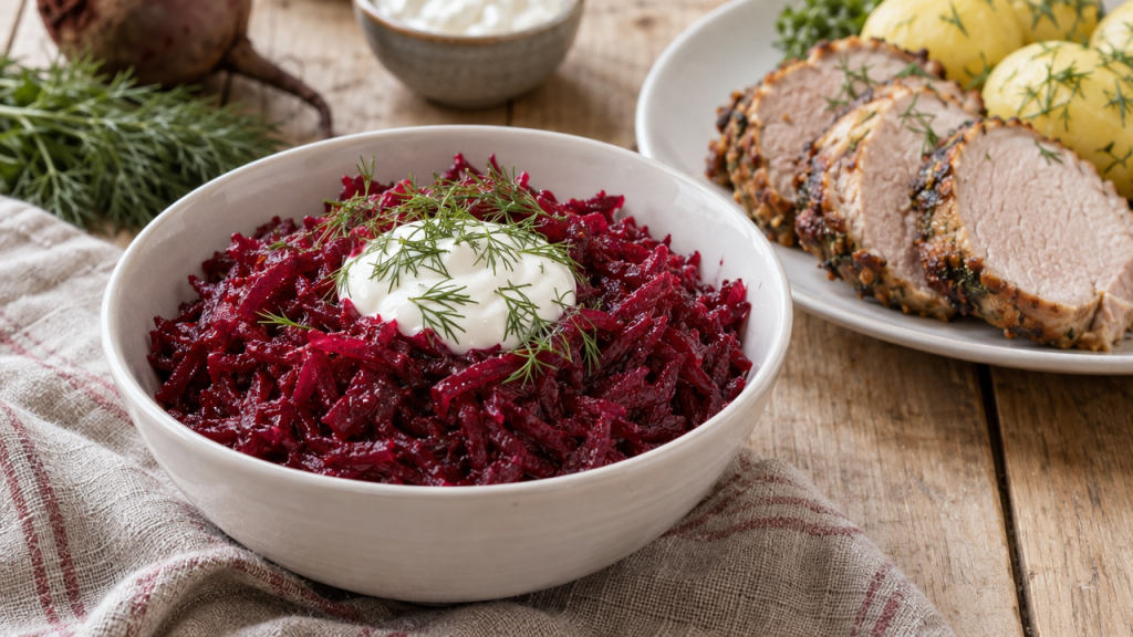 Polish sauteed beets with horseradish