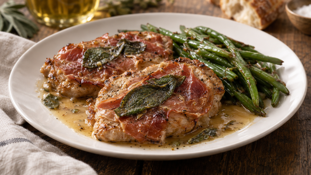 Pork saltimbocca with prosciutto and sage