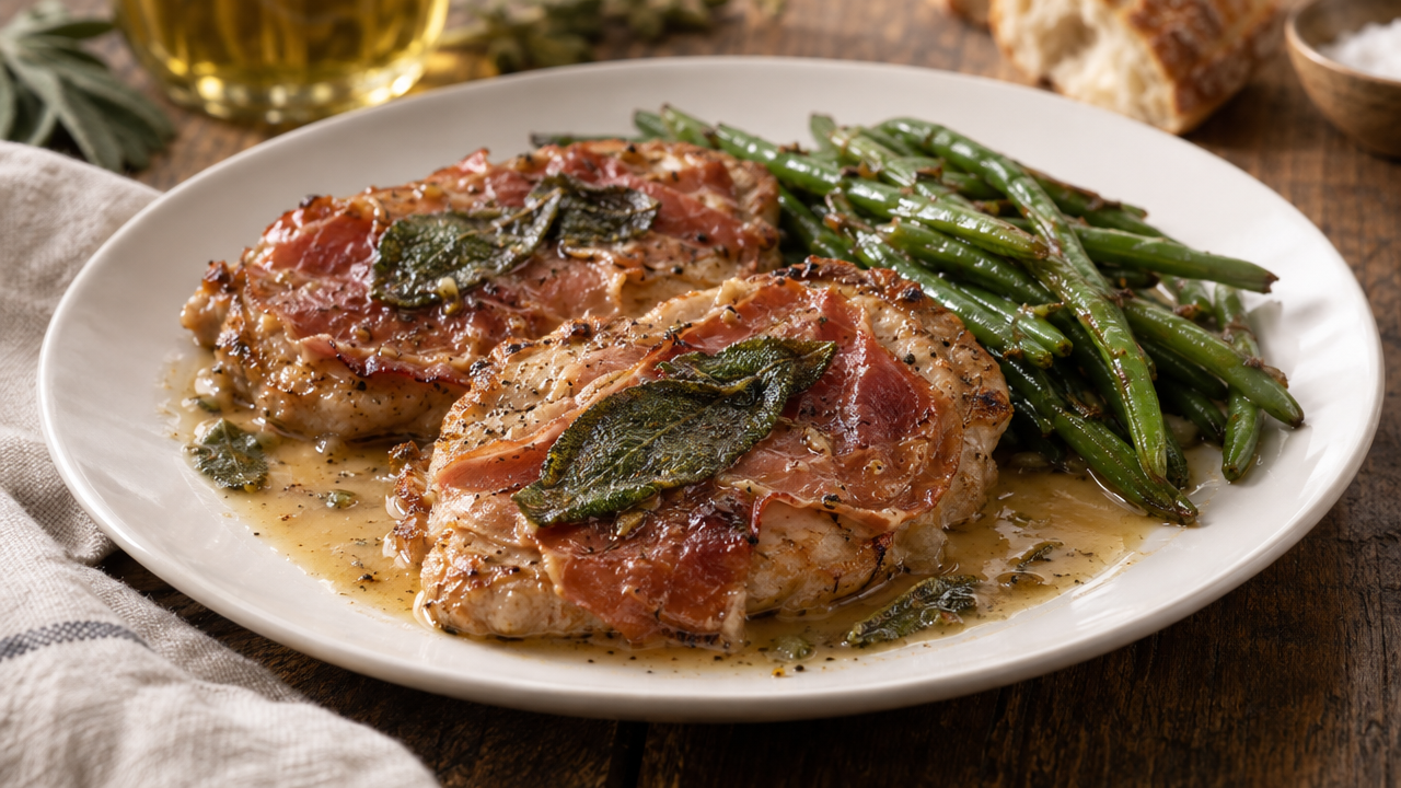 Pork saltimbocca with prosciutto and sage