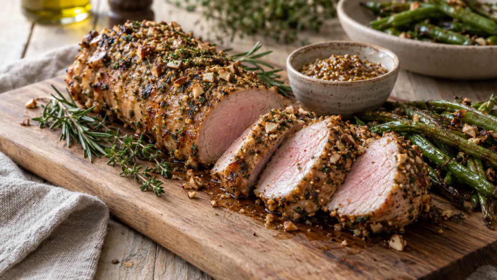 Pork tenderloin with mustard-herb crust