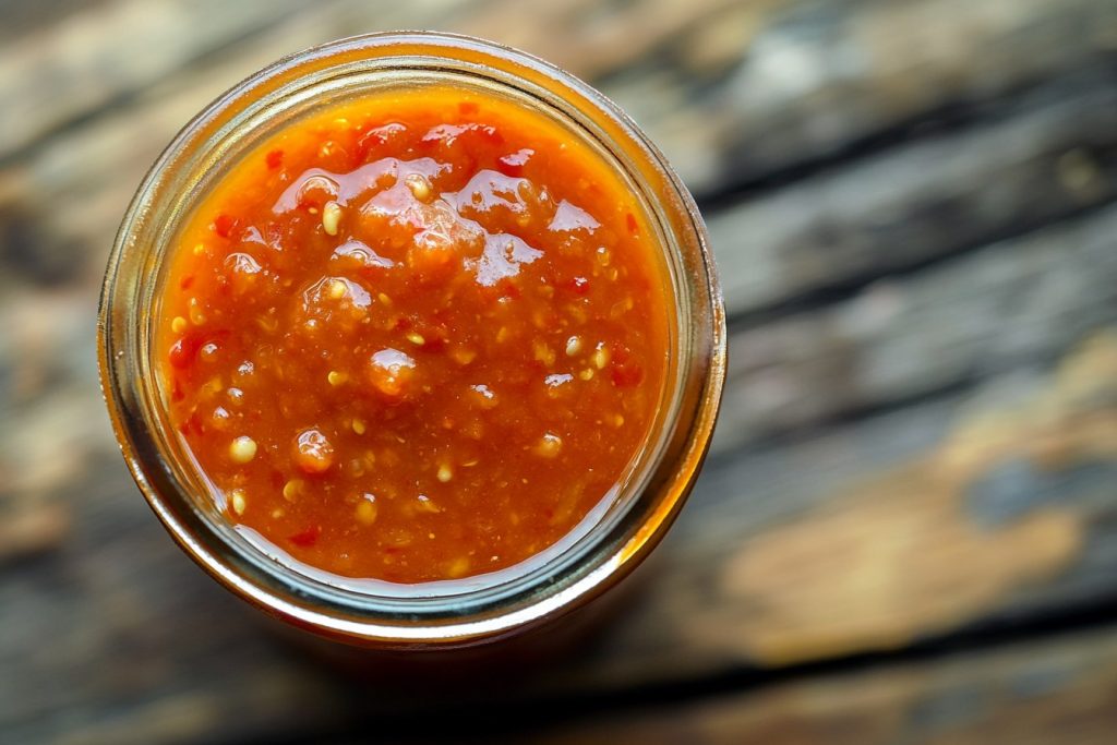 Kenyan Pili Pili Hot Sauce, plated and ready to serve
