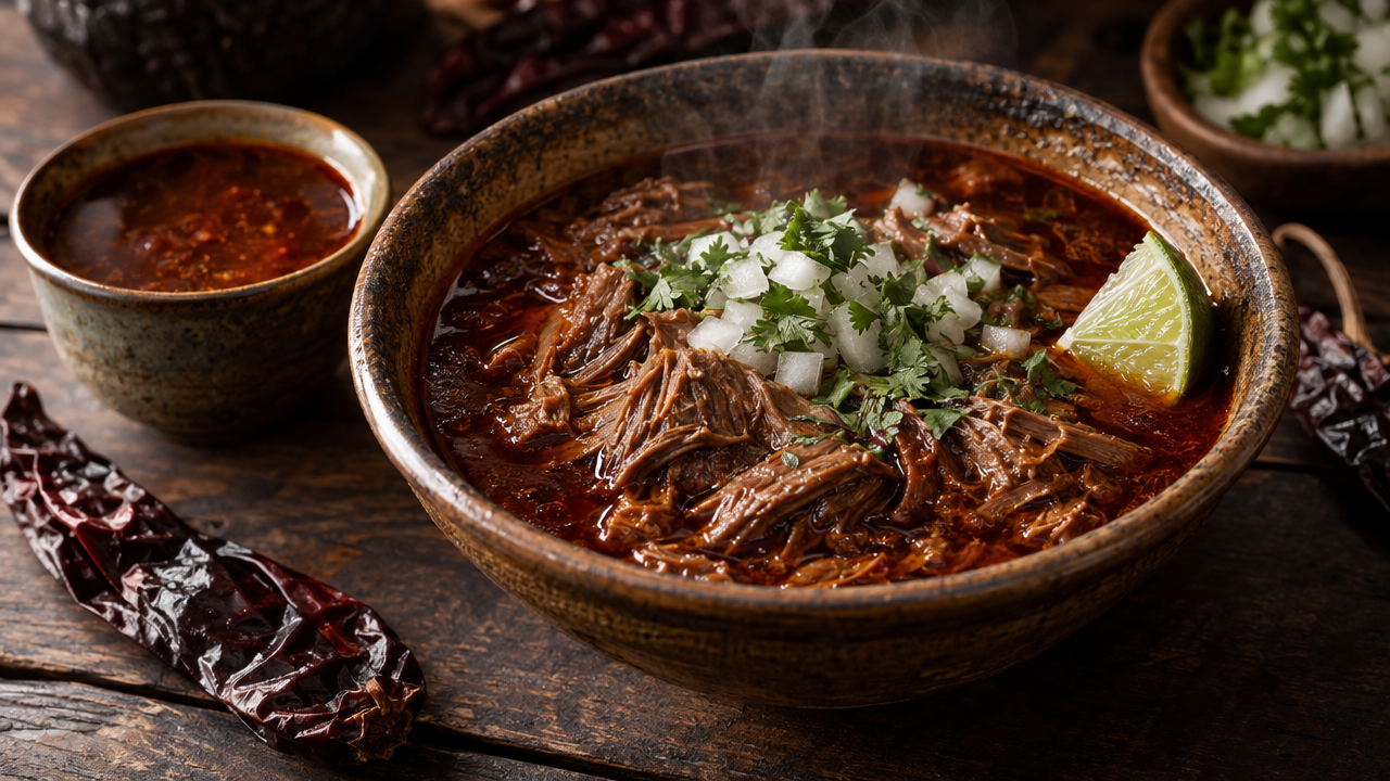 Quick Beef Birria-Style Stew, plated and ready to serve
