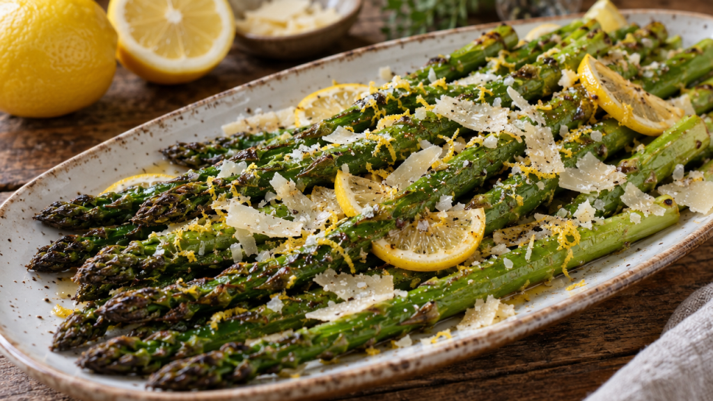Roasted asparagus with lemon and parmesan