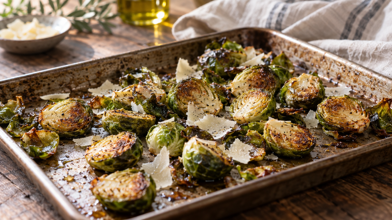 Roasted Brussels sprouts with parmesan