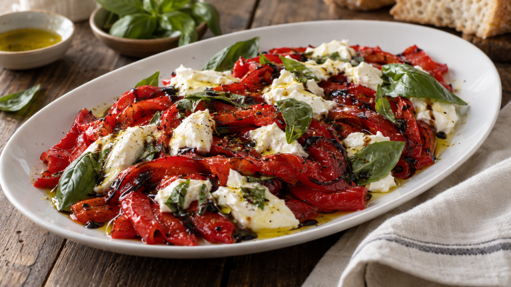Roasted pepper and mozzarella salad