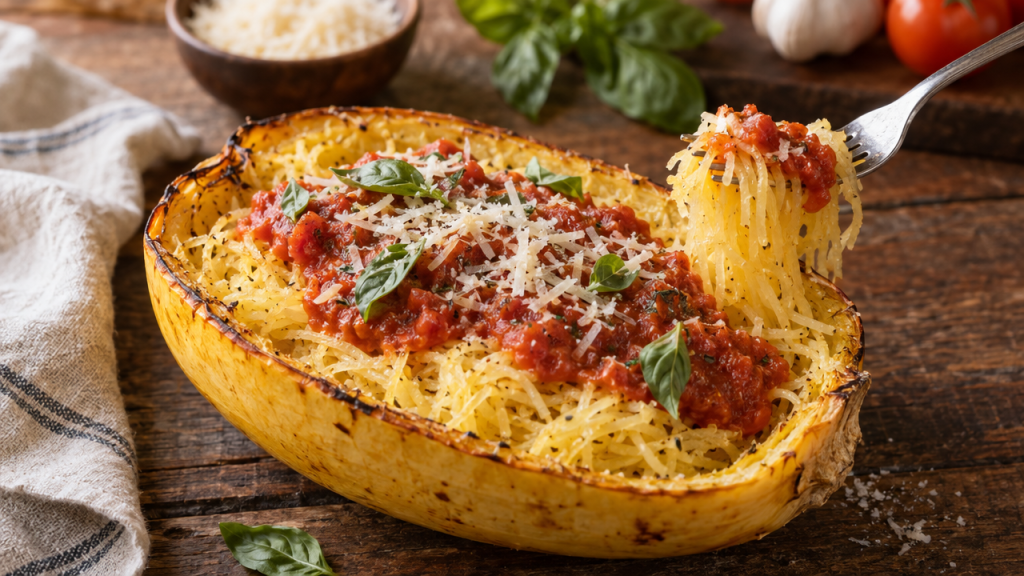 Spaghetti squash with marinara sauce