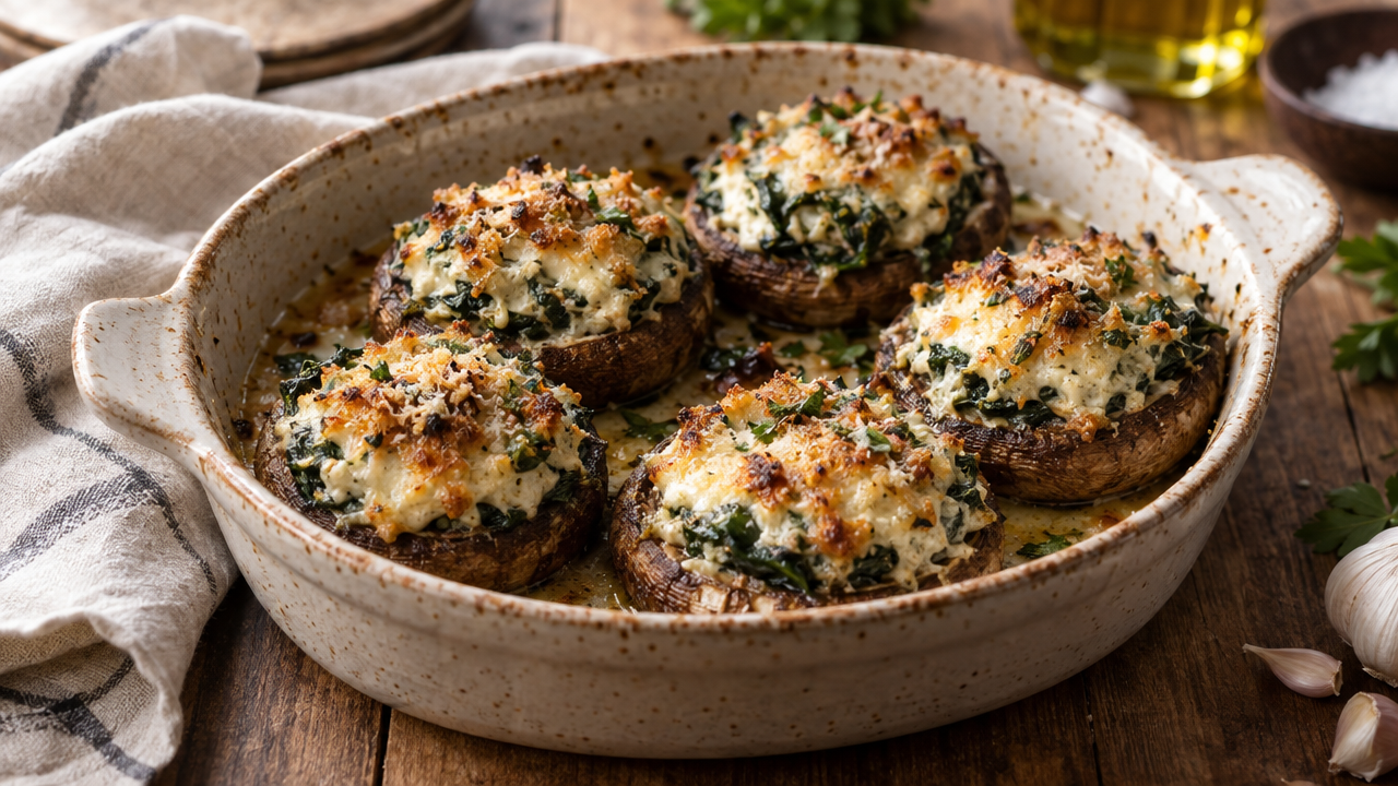 Spinach and ricotta stuffed mushrooms