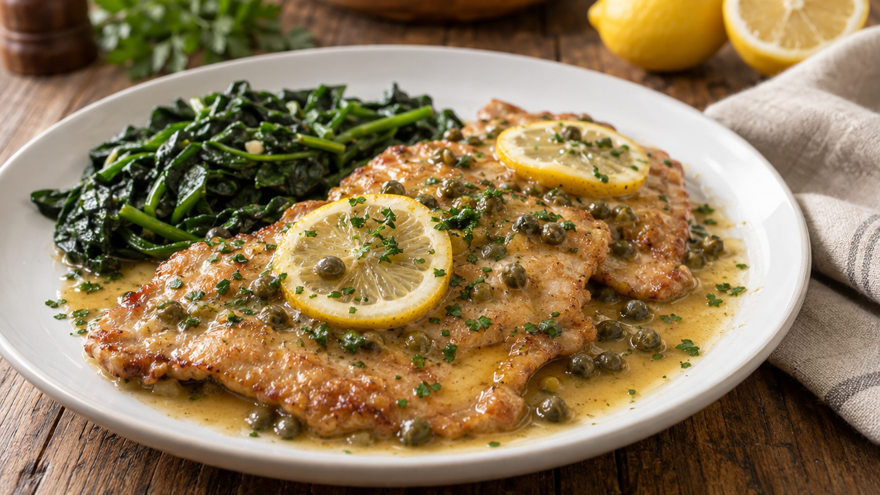 Veal piccata with lemon and capers